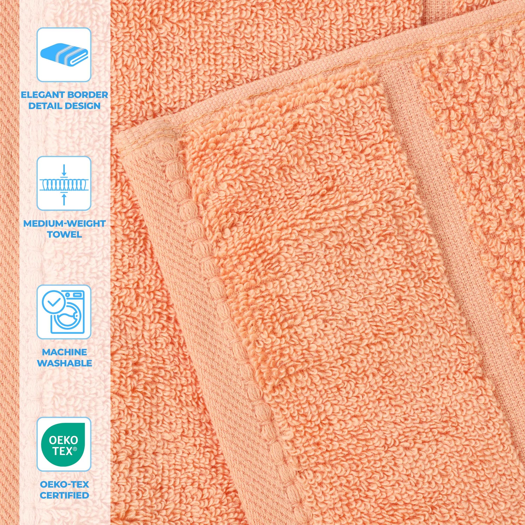 Mile Smart Twist Cotton Solid Thick Border Bath Towels, Set of 2