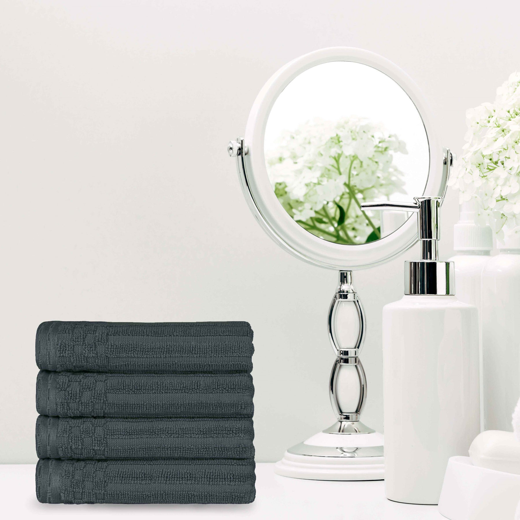 Soho Ribbed Cotton Super Absorbent 4 Piece Hand Towel Set