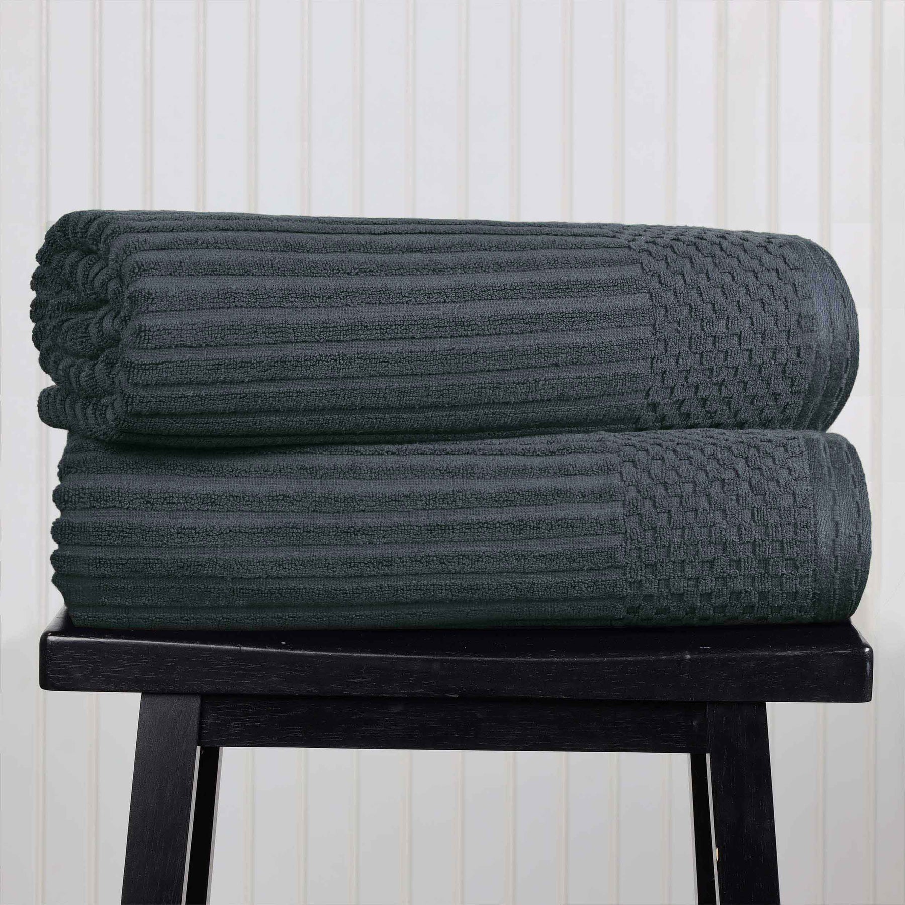 Soho Ribbed Cotton Absorbent 2 Piece Bath Sheet Towel Set