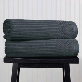 Ribbed Textured Cotton 2 Piece Bath Sheet Towel Set