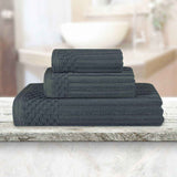 Soho Ribbed Cotton Absorbent 3 Piece Assorted Towel Set - Towel Set by Superior