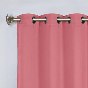 Classic Modern Solid Room Darkening Blackout Curtain Panels, Set of 2 - Pink