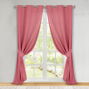 Classic Modern Solid Room Darkening Blackout Curtain Panels, Set of 2 - Pink