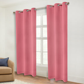 Classic Modern Solid Room Darkening Blackout Curtain Panels, Set of 2 - Pink