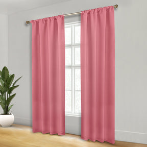 Solid Room Darkening Rod Pocket Blackout Curtain Panels, Set of 2 - Pink