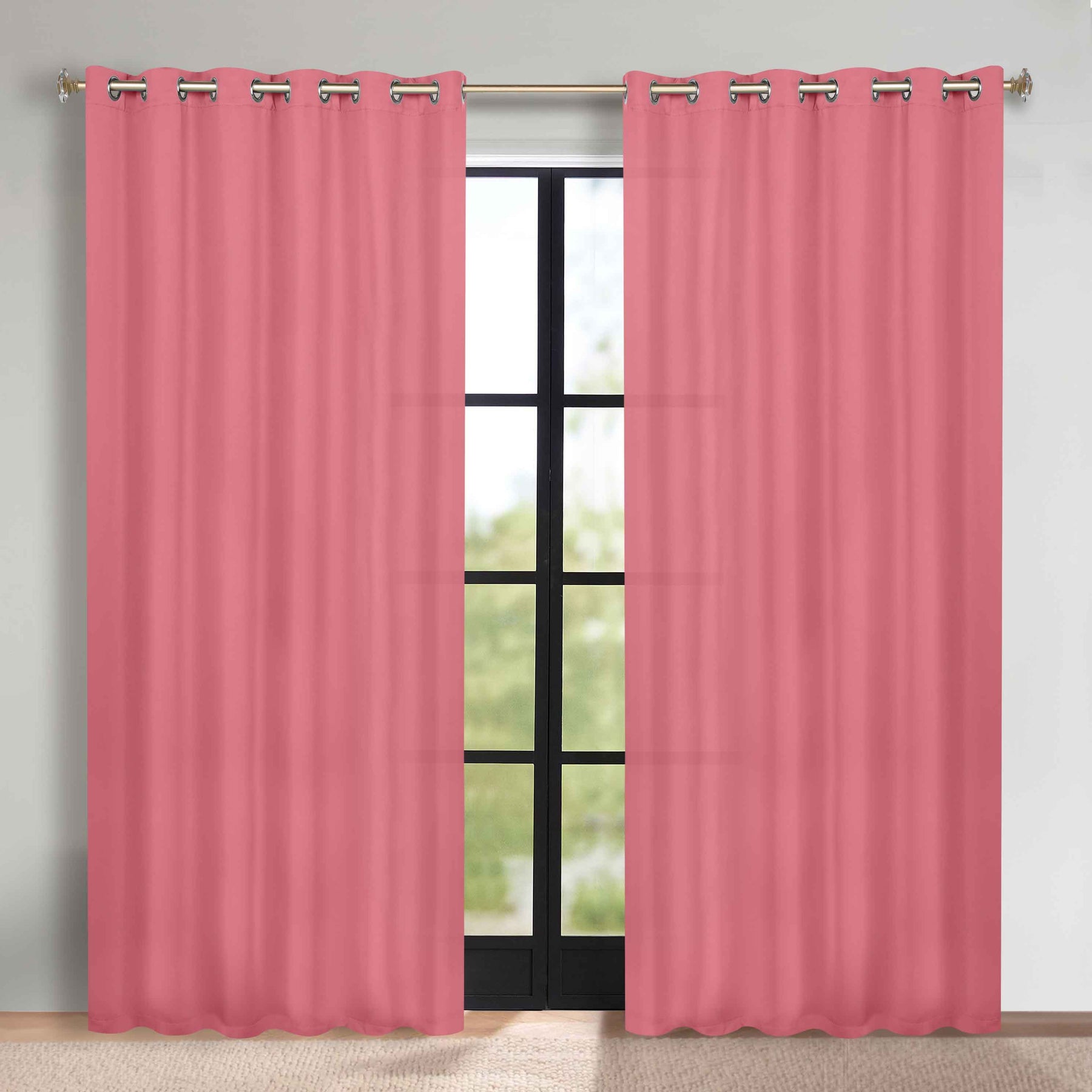 Classic Modern Solid Room Darkening Blackout Curtain Panels, Set of 2 - Pink