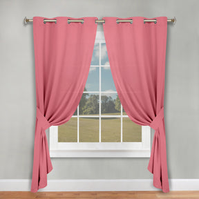 Classic Modern Solid Room Darkening Blackout Curtain Panels, Set of 2 - Pink