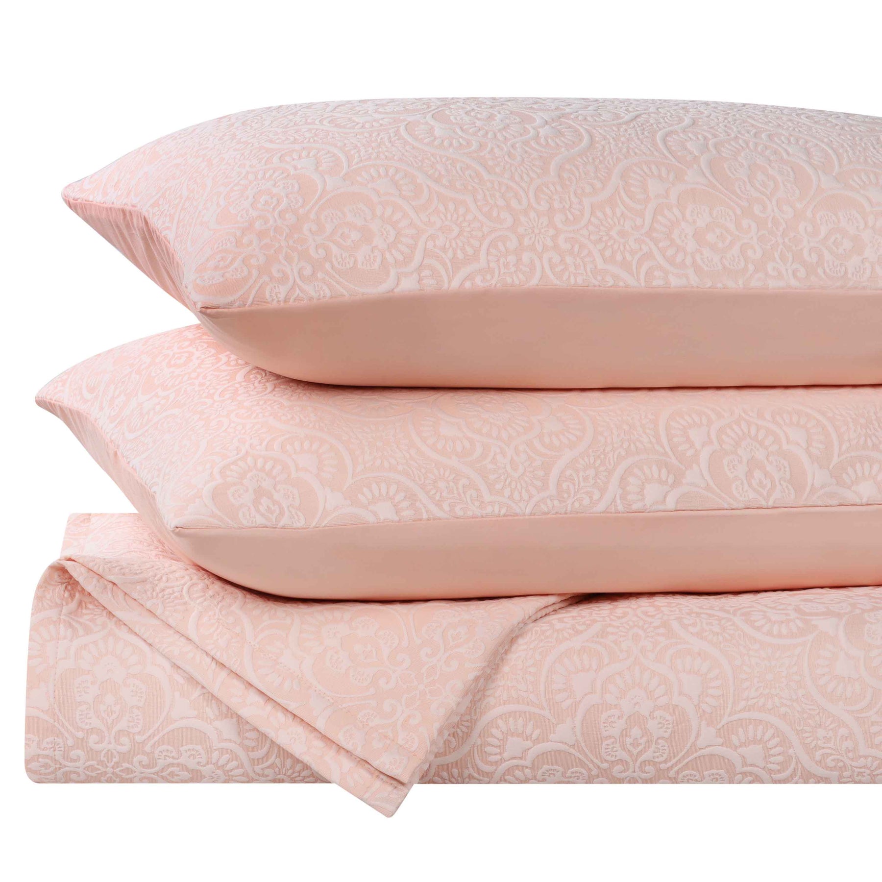 Enzy Medium Weight Floral Matelasse 3 Piece Bedspread Pillow Sham Set