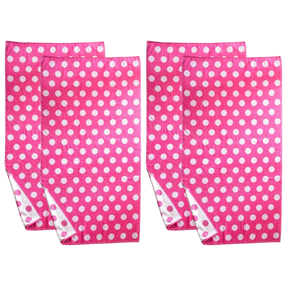 Polka Dot Cotton Oversized 4 Piece Beach Towel Set - Beach Towel by Superior - Superior 