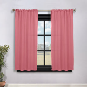 Solid Room Darkening Rod Pocket Blackout Curtain Panels, Set of 2 - Pink