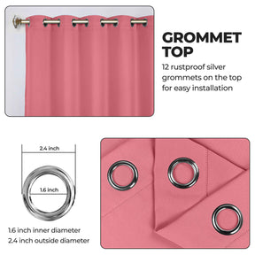 Classic Modern Solid Room Darkening Blackout Curtain Panels, Set of 2 - Pink