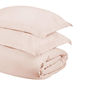 Egyptian Cotton 400 Thread Count Solid Luxury Duvet Cover Set - Pink