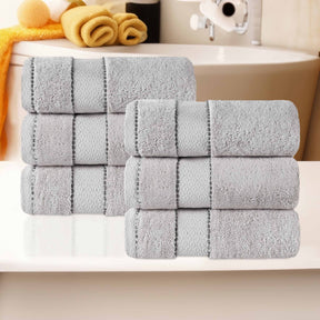 Niles Egyptian Giza Cotton Plush Thick Absorbent Hand Towel Set of 6 - Platinum