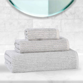 Destin Cotton Blend Medium Weight Textured Ribbed 3 Piece Towel Set