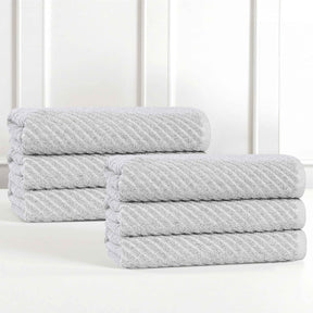 Amelia Cotton Blend Textured Diagonal Ribbed Hand Towels, Set of 6