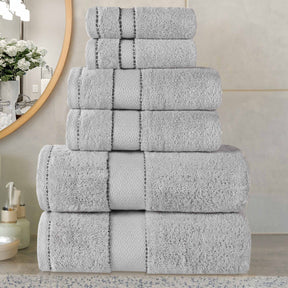 Niles Egyptian Giza Cotton Plush Heavyweight Soft 6 Piece Towel Set - Platinum