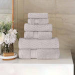 Chevron Zero Twist Solid and Jacquard Soft Cotton 6 Piece Towel Set - Towel Set by Superior