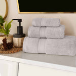 Chevron Zero Twist Solid Soft Absorbent Cotton 3 Piece Towel Set - Towel Set by Superior