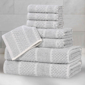 Naples Cotton Blend Textured Checkered and Ribbed 8 Piece Towel Set