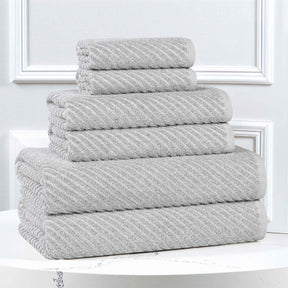 Amelia Cotton Blend Textured Diagonal Ribbed 6 Piece Towel Set