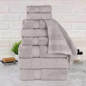 Chevron Zero Twist Solid and Jacquard Cotton 9 Piece Towel Set