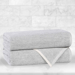 Destin Cotton Blend Medium Weight Textured Ribbed Bath Towels, Set of 2