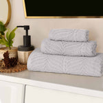 Chevron Zero Twist Jaquard Cotton 3 Piece Bathroom Towel Set - Towel Set by Superior