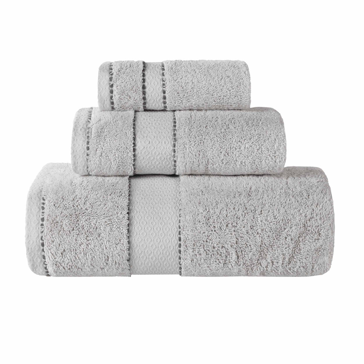 Niles Egyptian Giza Cotton Plush Heavyweight Soft 3 Piece Towel Set - Platinum