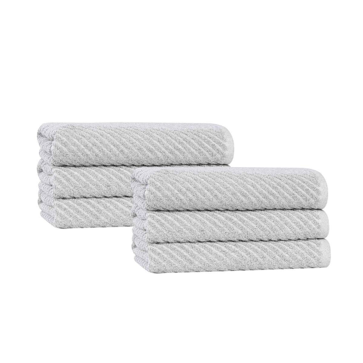 Amelia Cotton Blend Textured Diagonal Ribbed Hand Towels, Set of 6