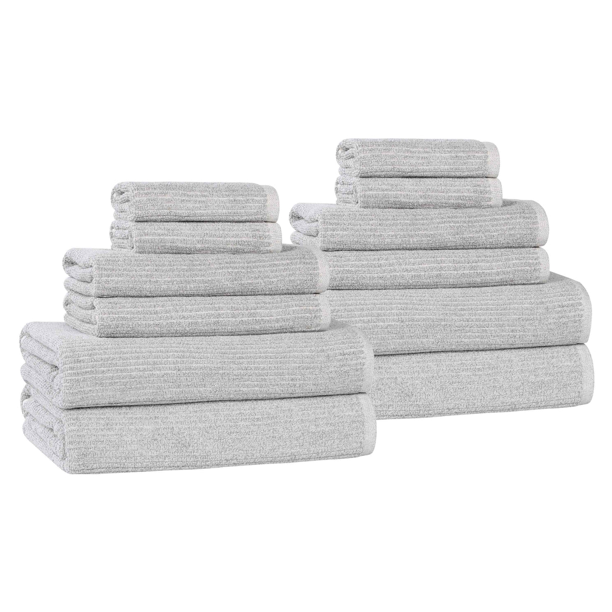 Destin Cotton Blend Medium Weight Textured Ribbed 12 Piece Towel Set