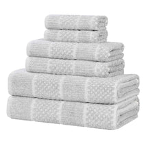 Naples Cotton Blend Textured Checkered and Ribbed 6 Piece Towel Set