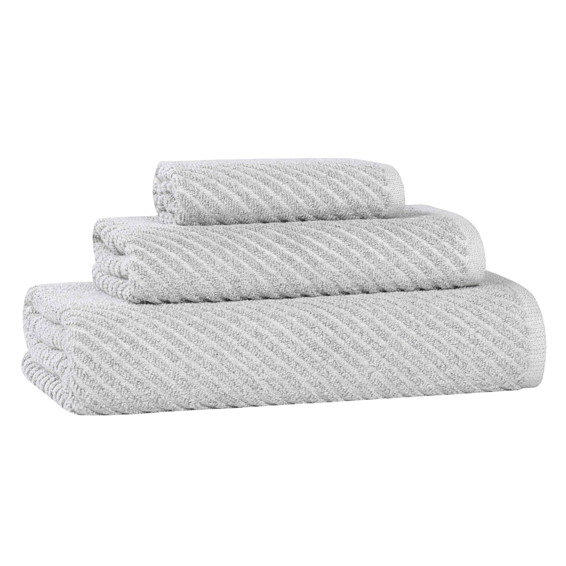 Amelia Cotton Blend Textured Diagonal Ribbed 3 Piece Towel Set