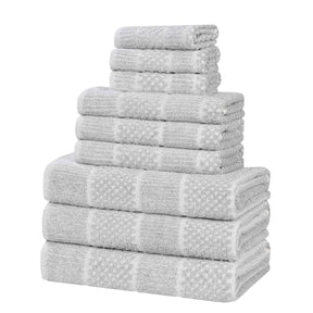 Naples Cotton Blend Textured Checkered and Ribbed 9 Piece Towel Set