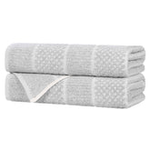 Naples Cotton Blend Textured Checkered & Ribbed Bath Towels, Set of 2