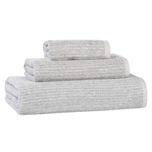 Destin Cotton Blend Medium Weight Textured Ribbed 3 Piece Towel Set