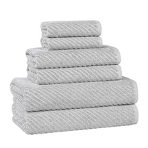 Amelia Cotton Blend Textured Diagonal Ribbed 6 Piece Towel Set