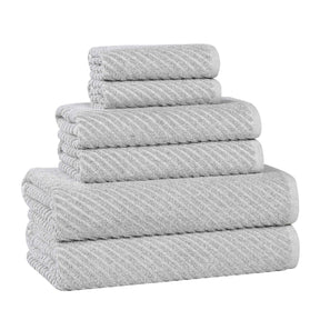 Amelia Cotton Blend Textured Diagonal Ribbed 6 Piece Towel Set