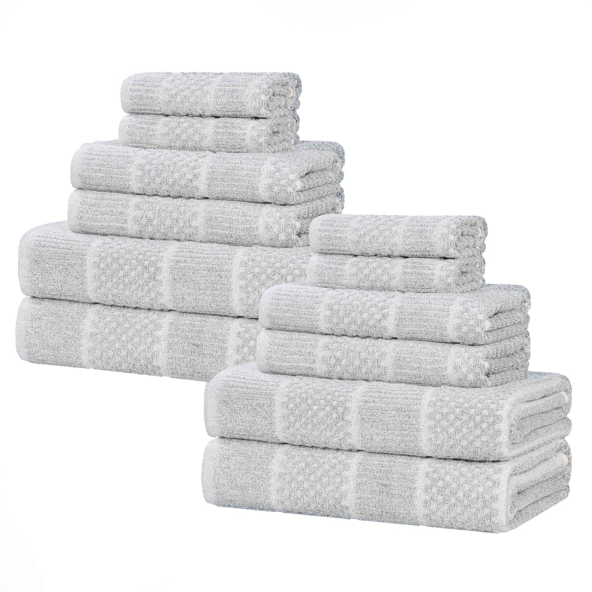 Naples Cotton Blend Textured Checkered and Ribbed 12 Piece Towel Set