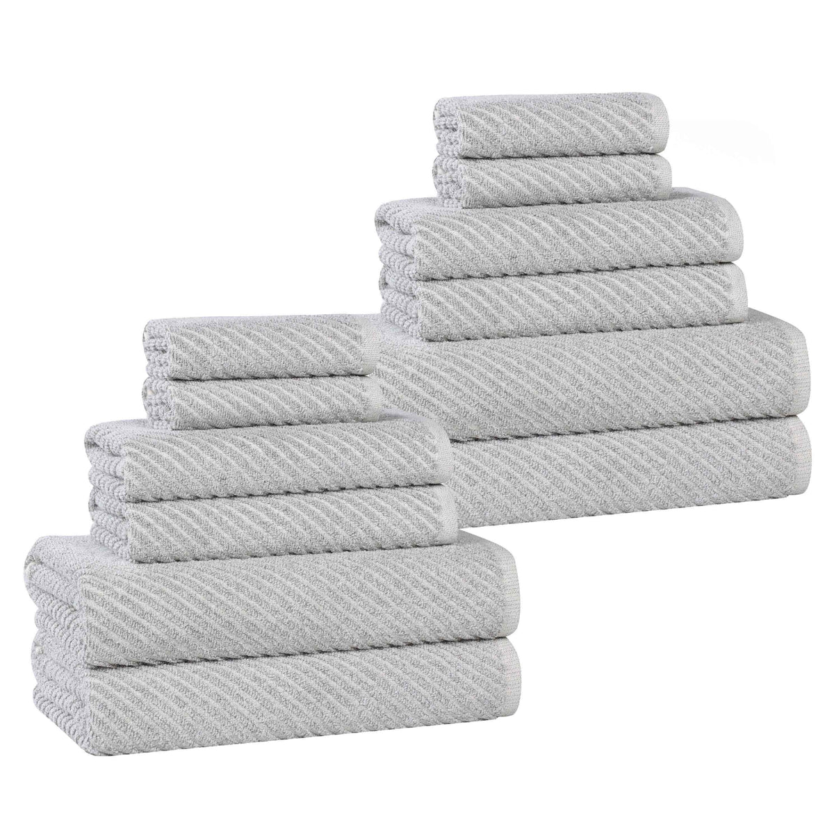 Amelia Cotton Blend Textured Diagonal Ribbed 12 Piece Towel Set