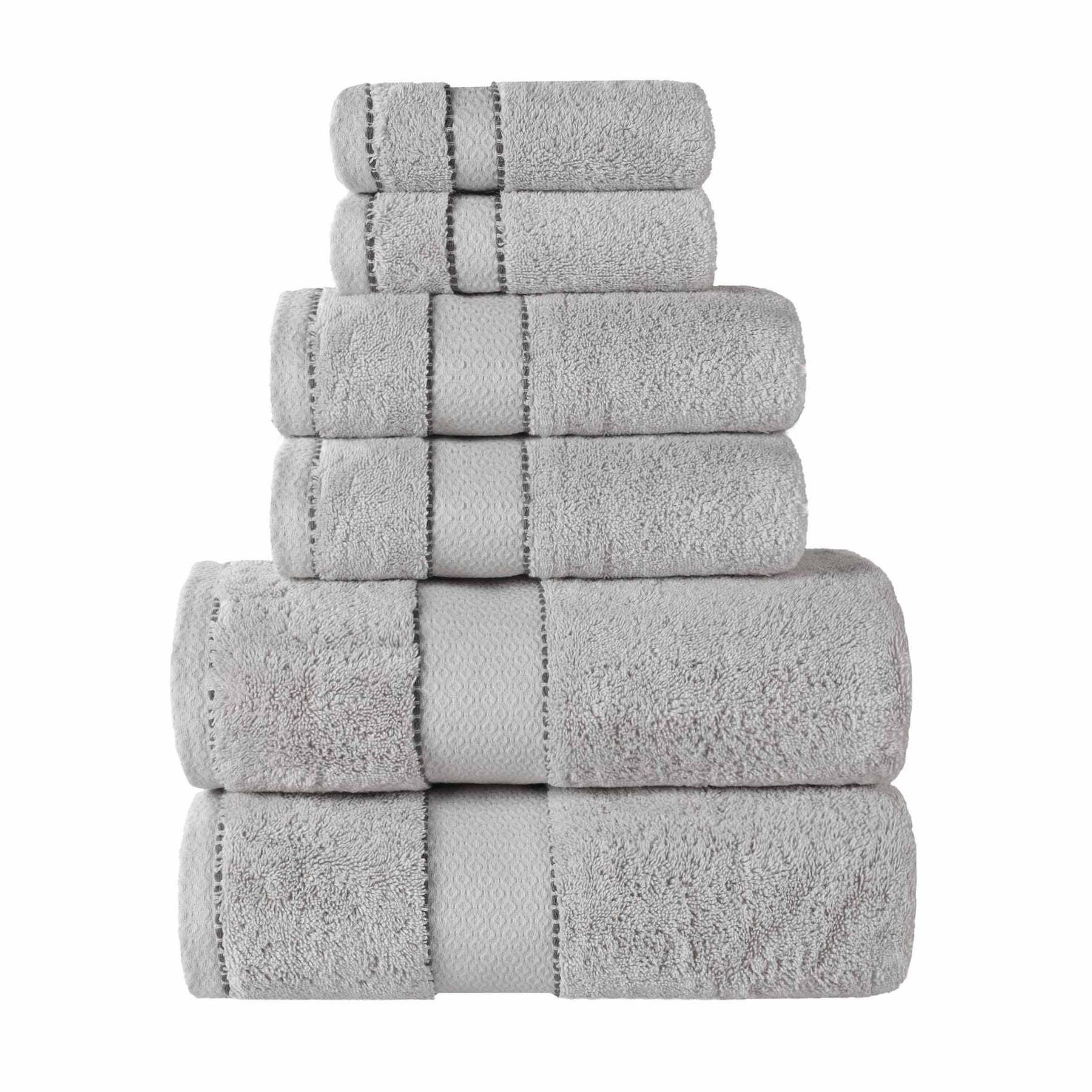 Niles Egyptian Giza Cotton Plush Heavyweight Soft 6 Piece Towel Set - Platinum