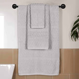 Chevron Zero Twist Jaquard Cotton 3 Piece Bathroom Towel Set - Towel Set by Superior