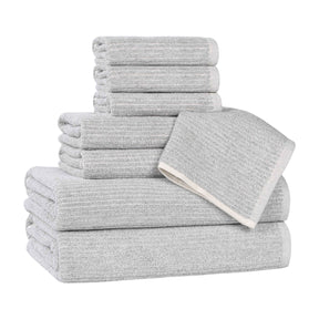 Destin Cotton Blend Medium Weight Textured Ribbed 8 Piece Towel Set