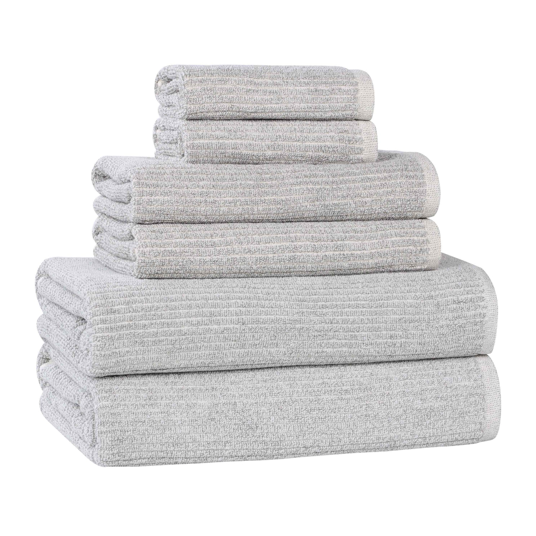 Destin Cotton Blend Medium Weight Textured Ribbed 6 Piece Towel Set