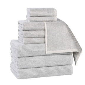 Destin Cotton Blend Medium Weight Textured Ribbed 9 Piece Towel Set