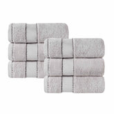 Niles Egyptian Giza Cotton Plush Thick Absorbent Hand Towel Set of 6 - Platinum