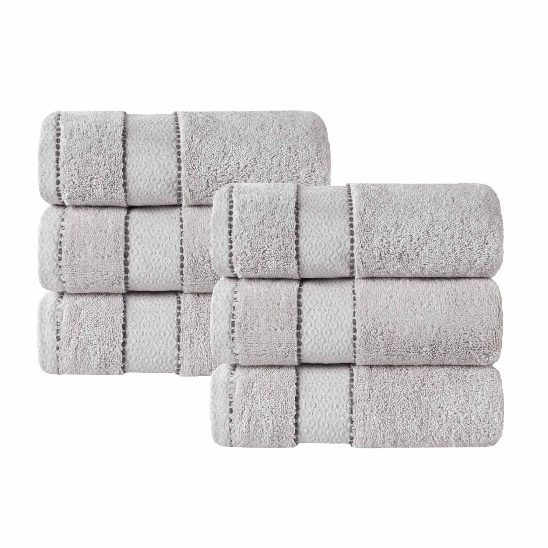 Niles Egyptian Giza Cotton Plush Thick Absorbent Hand Towel Set of 6 - Platinum