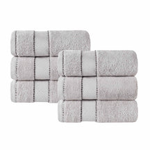 Niles Egyptian Giza Cotton Plush Thick Absorbent Hand Towel Set of 6 - Platinum