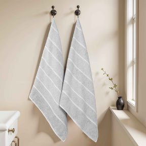 Naples Cotton Blend Textured Checkered & Ribbed Bath Sheets, Set of 2