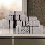 Sadie Zero Twist Cotton Solid and Jacquard Floral 6 Piece Towel Set - Towel Set by Superior