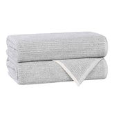 Destin Cotton Blend Medium Weight Textured Ribbed Bath Towels, Set of 2